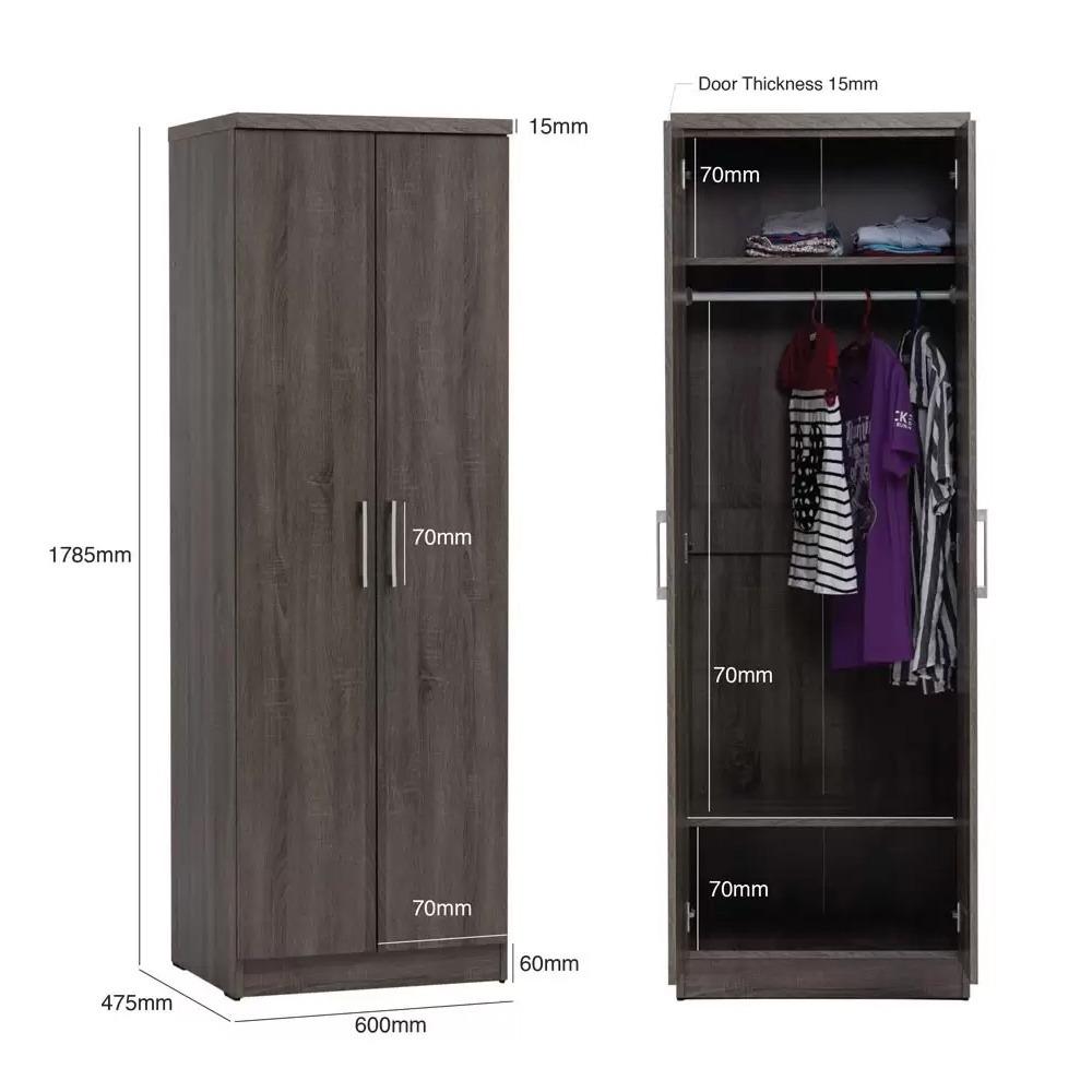 DUBLIN 2 Door Wardrobe with Lock (PreAssembled) Bedroom Furniture