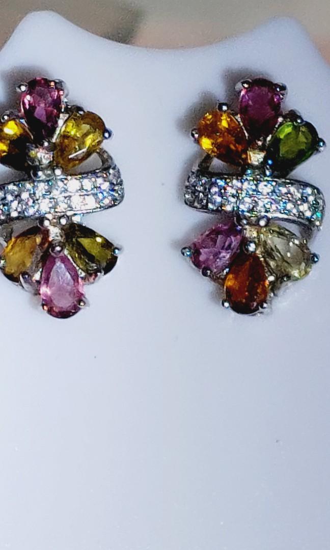 White gold hot sale tourmaline earrings