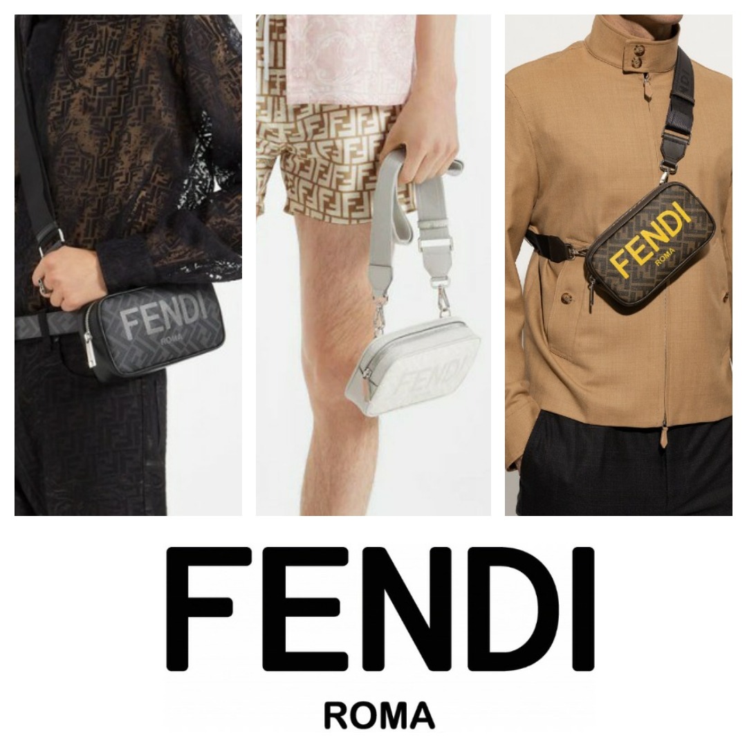 Fendi FF Fabric Crossbody Camera Bag Tan