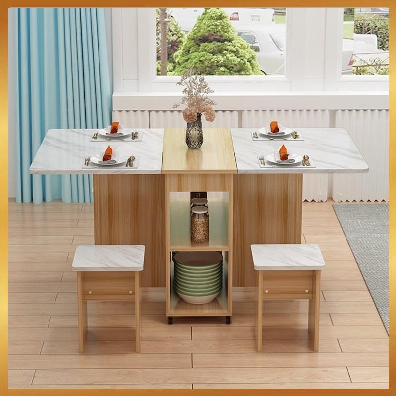 Folding Table Movable Wooden Rectangle Dining Table Living Room ...