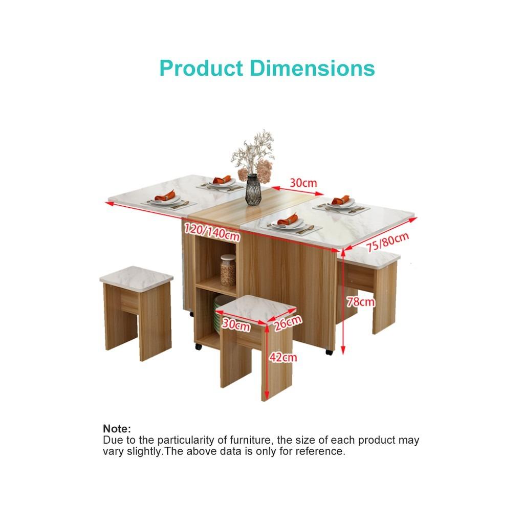 Folding Table Movable Wooden Rectangle Dining Table Living Room ...