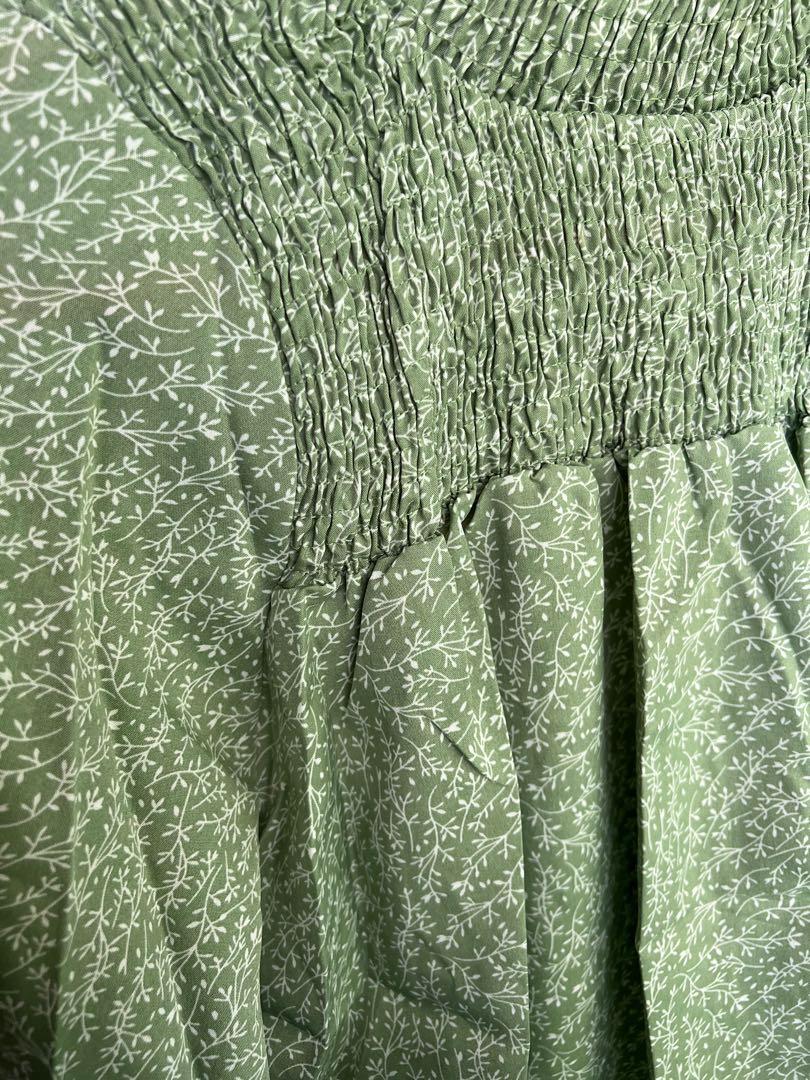 Sage Mix Ikat Smock Cuff Blouse