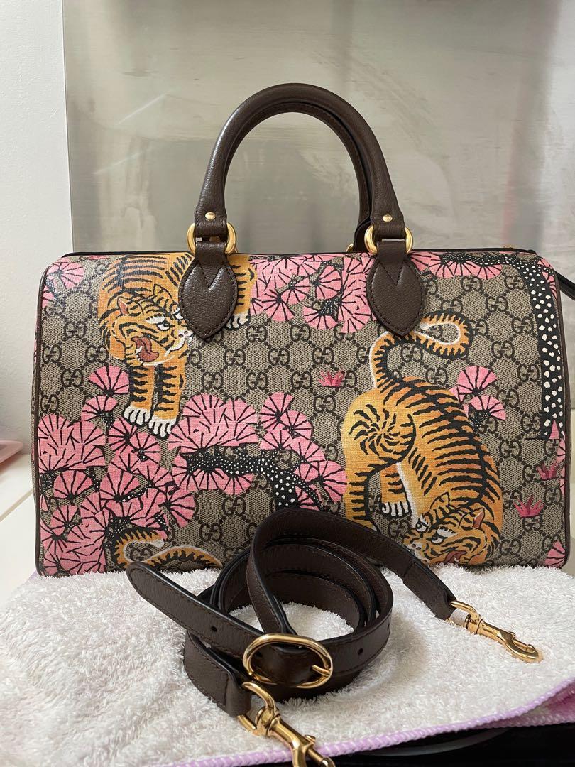 Gucci GG Supreme Canvas Boston Bag with Removable Strap in Beige