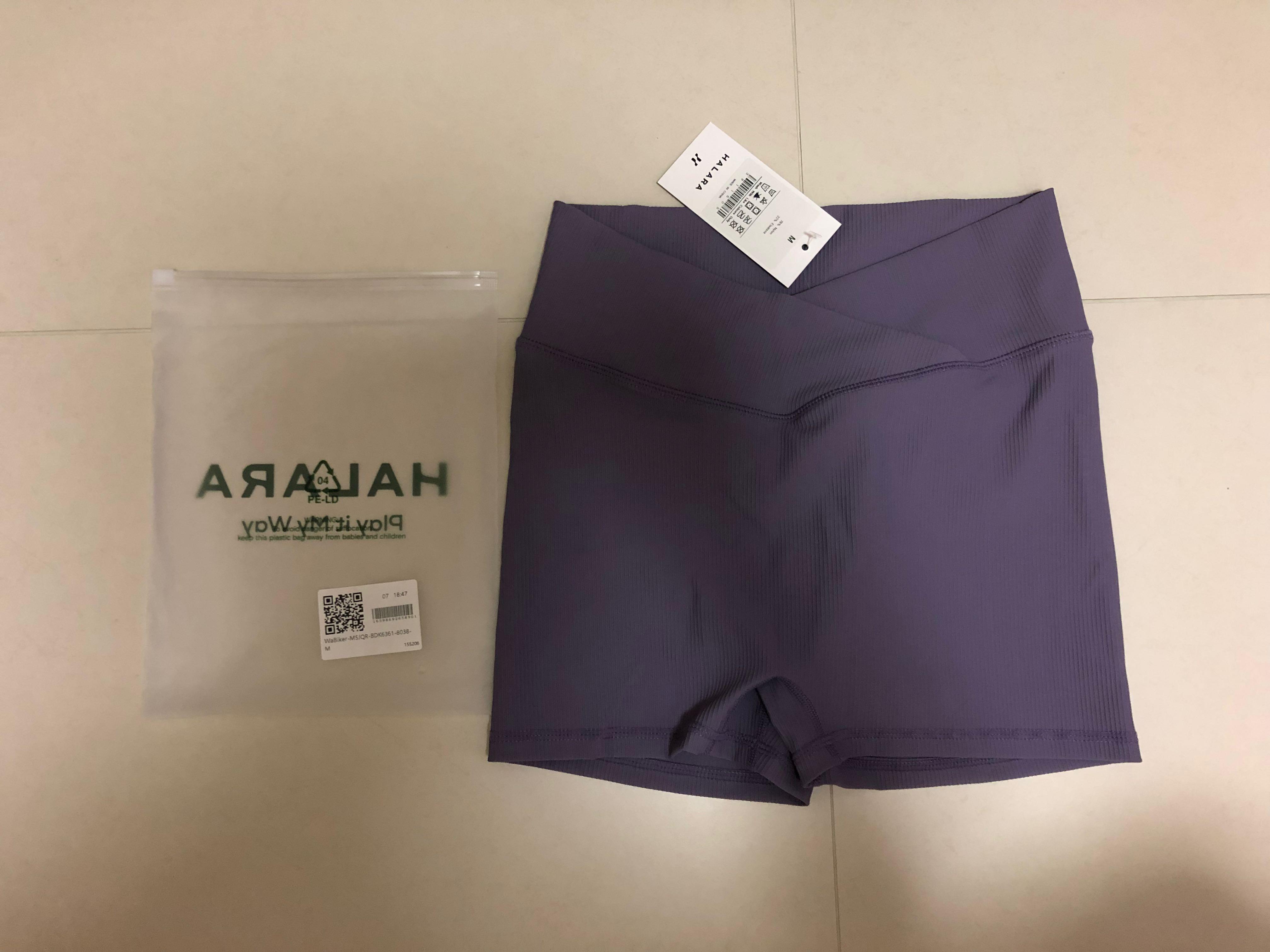 HALARA High Waisted Crossover Tummy Control Yoga Biker Shorts 3'', 女裝,  運動服裝- Carousell