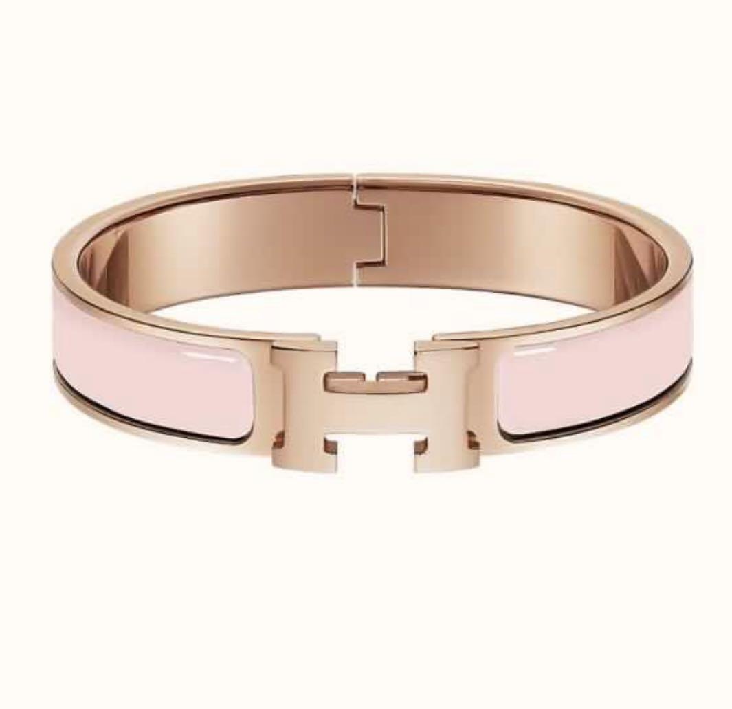 Hermes Clic H Bracelet PM size Rose Dragee, Luxury, Accessories on Carousell