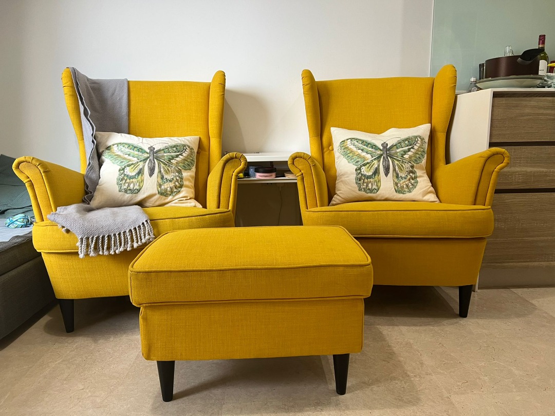 Ikea Armchair Set Yellow, Furniture & Home Living, Furniture, Chairs on