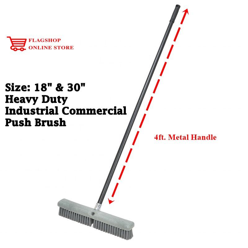 Industrial Floor Push Brush Heavy Duty Long Handle Push broom 18" & 30