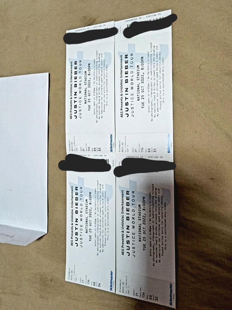 Justin Bieber ticket physical ticket, Everything Else on Carousell