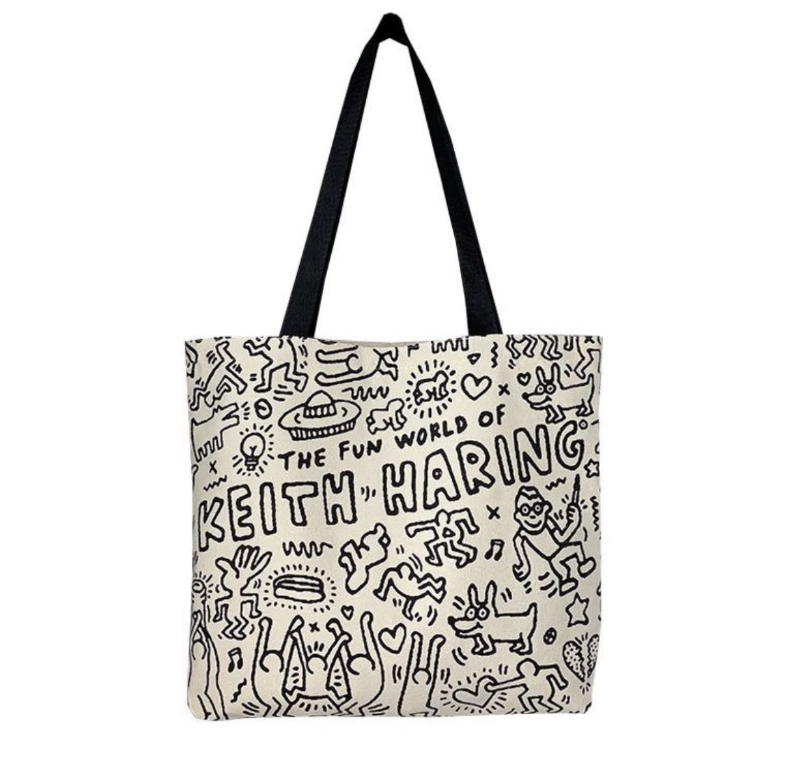 keith haring art canva tote bag., Women's Fashion, Bags & Wallets, Tote ...