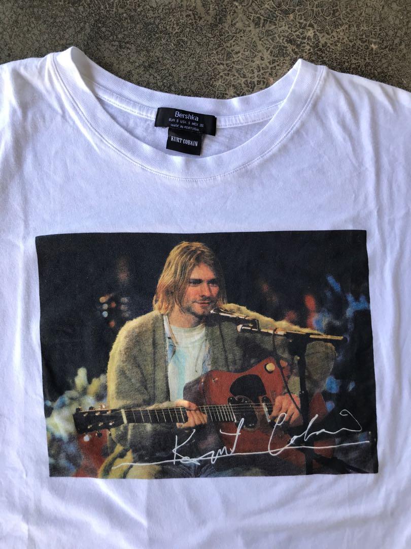 Dictar vamos a hacerlo continuar Kurt Cobain MTV Unplugged Bershka Tee, Fesyen Pria, Pakaian , Atasan di  Carousell