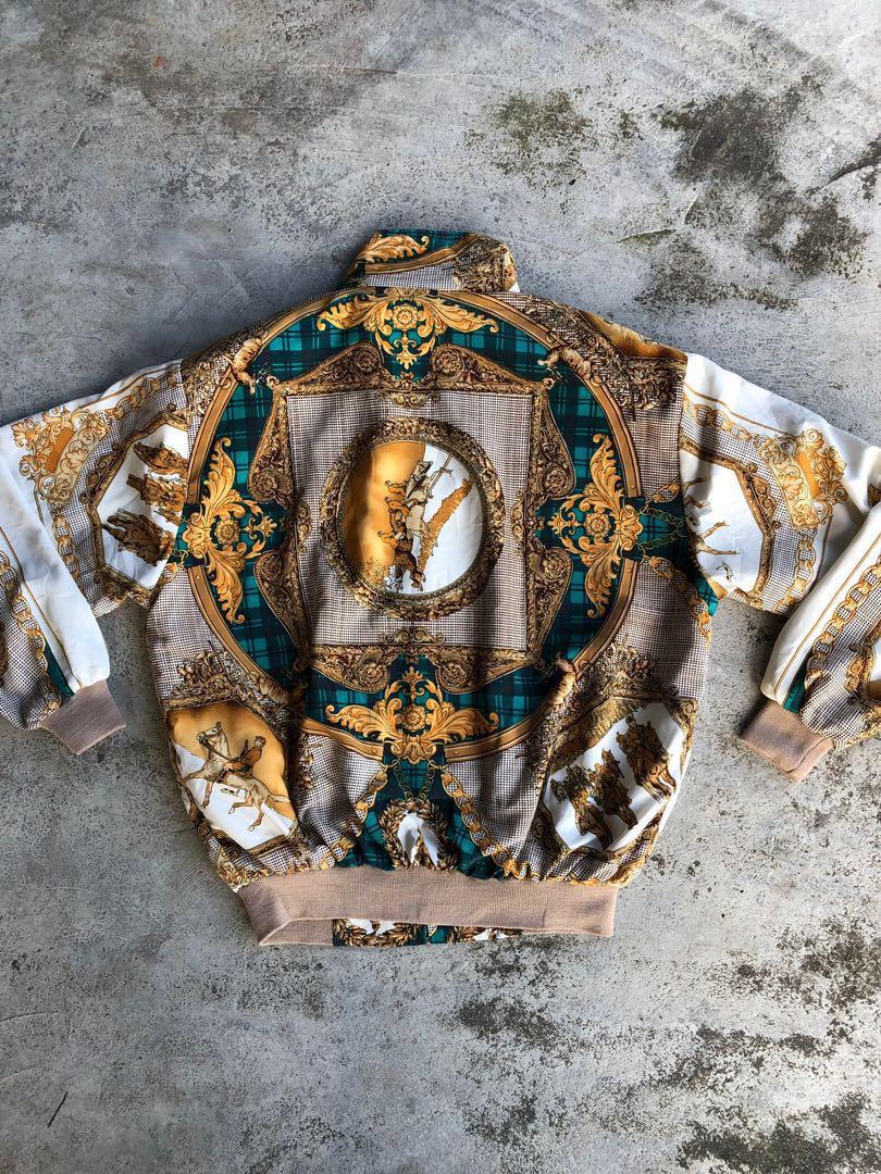 L Vintage Silk Classic full print Bomber jacket design ala hermes