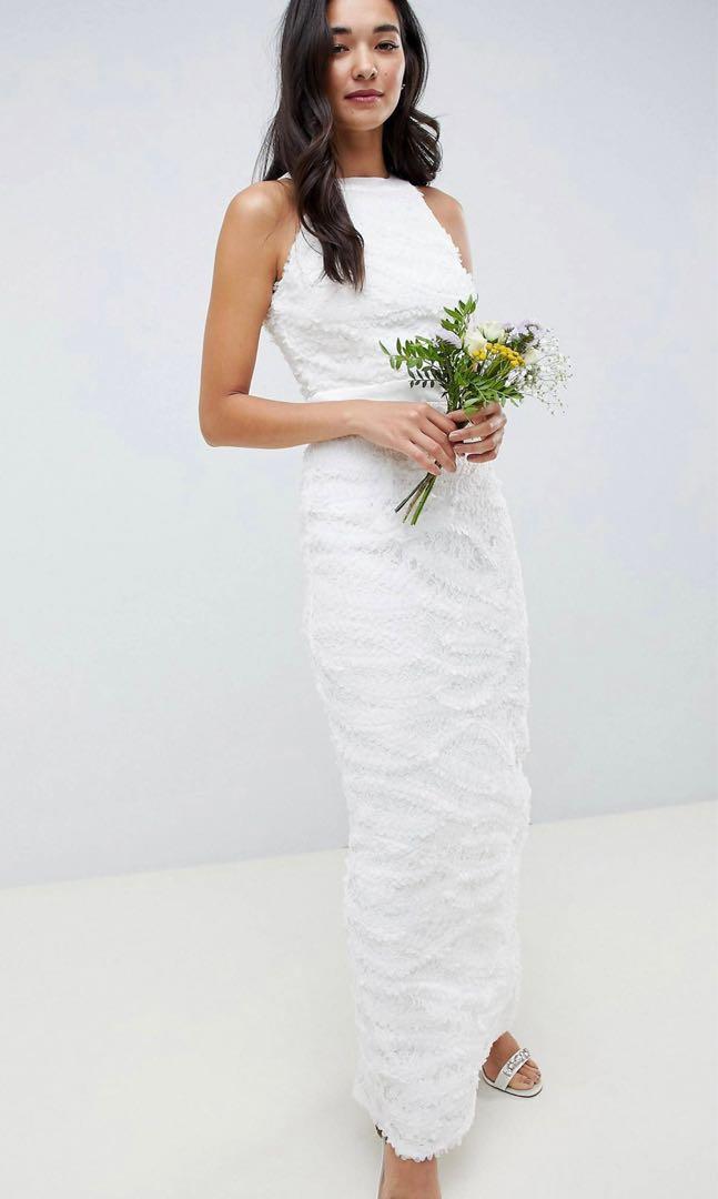 Little Mistress High Neck Lace Wedding Dress, Women's Fashion, Dresses &  Sets, Evening dresses & gowns on Carousell