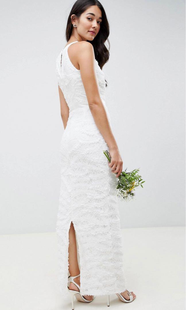 Little Mistress High Neck Lace Wedding Dress, Women's Fashion