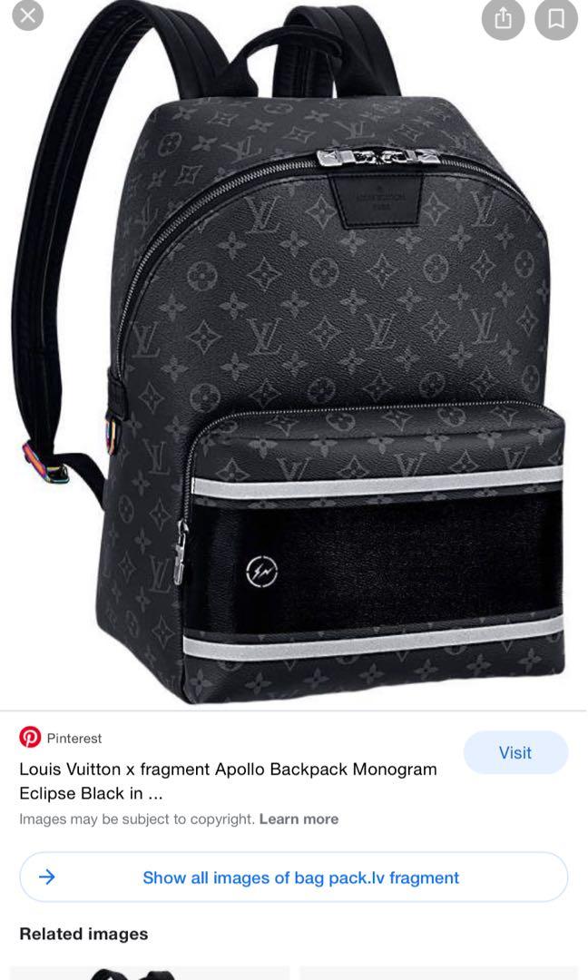Louis Vuitton x fragment Apollo Backpack Monogram Eclipse Black, Luxury,  Bags & Wallets on Carousell