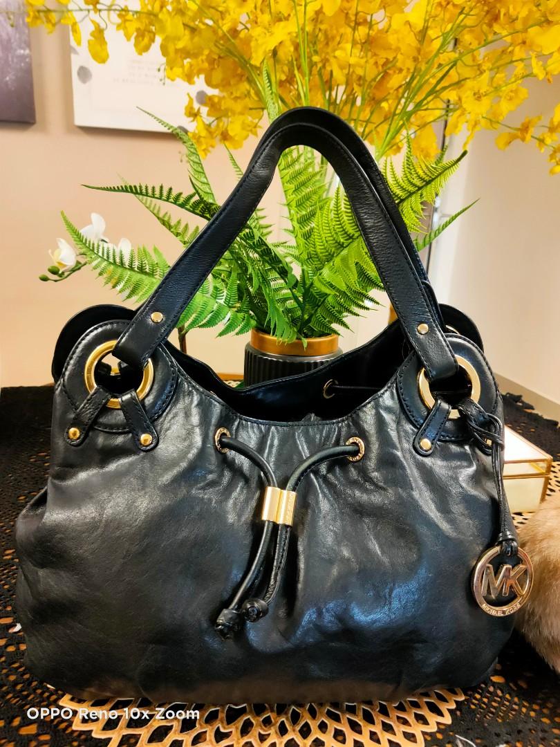 MICHAEL KORS LUDLOW DRAWSTRING LEATHER LARGE SHOULDER BAG PURSE