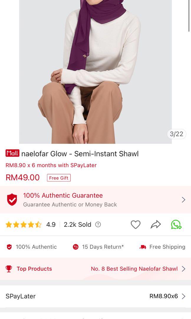 naelofar glow semi instant shawl