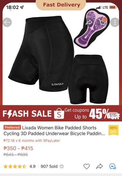 Lixada Women Bike Padded Shorts Cycling 3D Padded Underwear