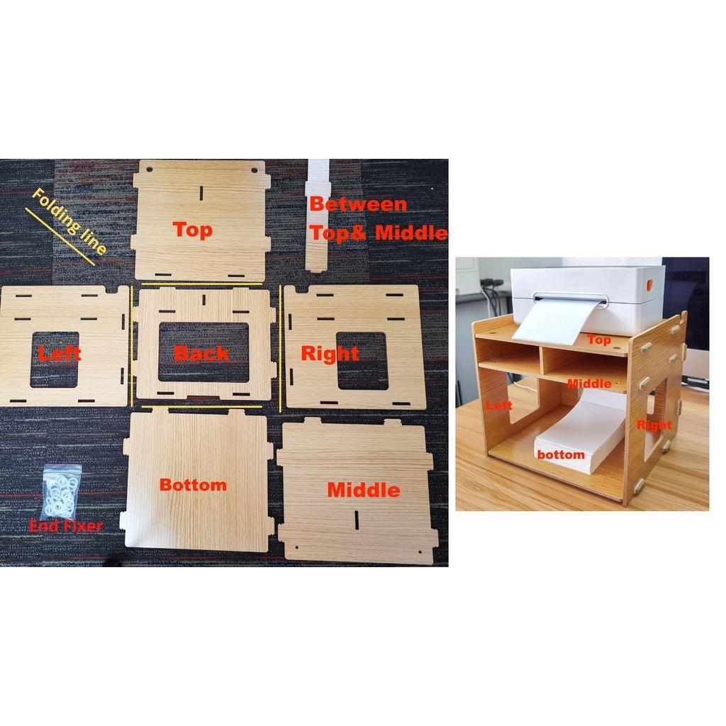 Printer Stand Wooden Shelf for Thermal Label Printer Desk Organiser ...