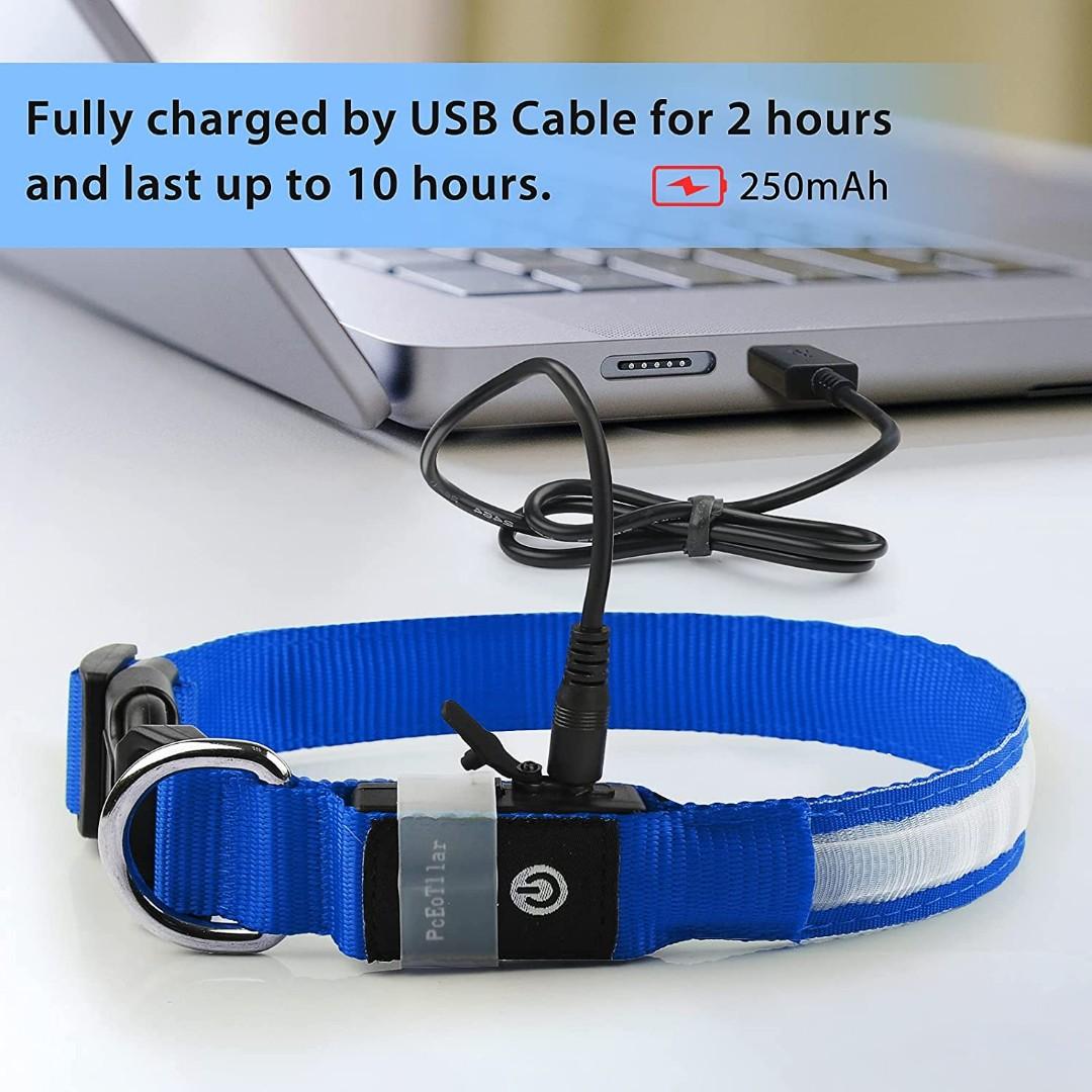 Pumila Rechargeable LED Dog Collar 100 Waterproof Flashing Light Up Dog Collar Basic Dog Collars