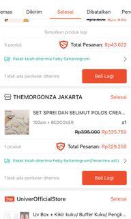 Set sprei bedsheet sarung bantal dan sarung guling tanpa bedcover cream 100cm