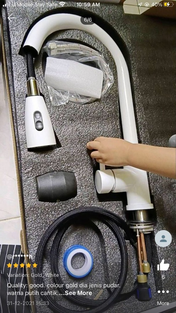 SINK FAUCET 304 STAINLESS STEEL PULL OUT SPRAY (WHITE ...