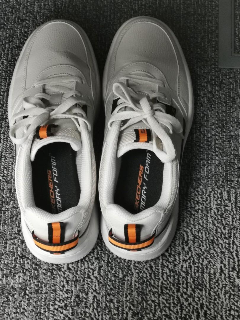 Mens white skechers memory foam top