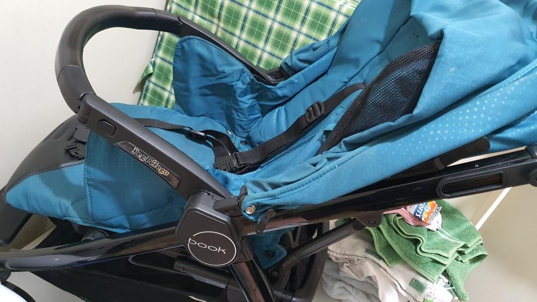 Stroller Spacious Peg Perego Book (Category: Strollers) located in Pasig City. Submitted by azuelanes9207 (Listing ID 1179132991, Image 3). Description: last Price posted "Easy Drive Wheels with ball bearings and suspensions allow for 360 degree agility and less effort in pushing. One-Piece Handle Allows for easy push with just one hand. Smooth Ride Lockable front swivel wheels with independent "one-step" rear wheel brakes. Recline Deep, recline 