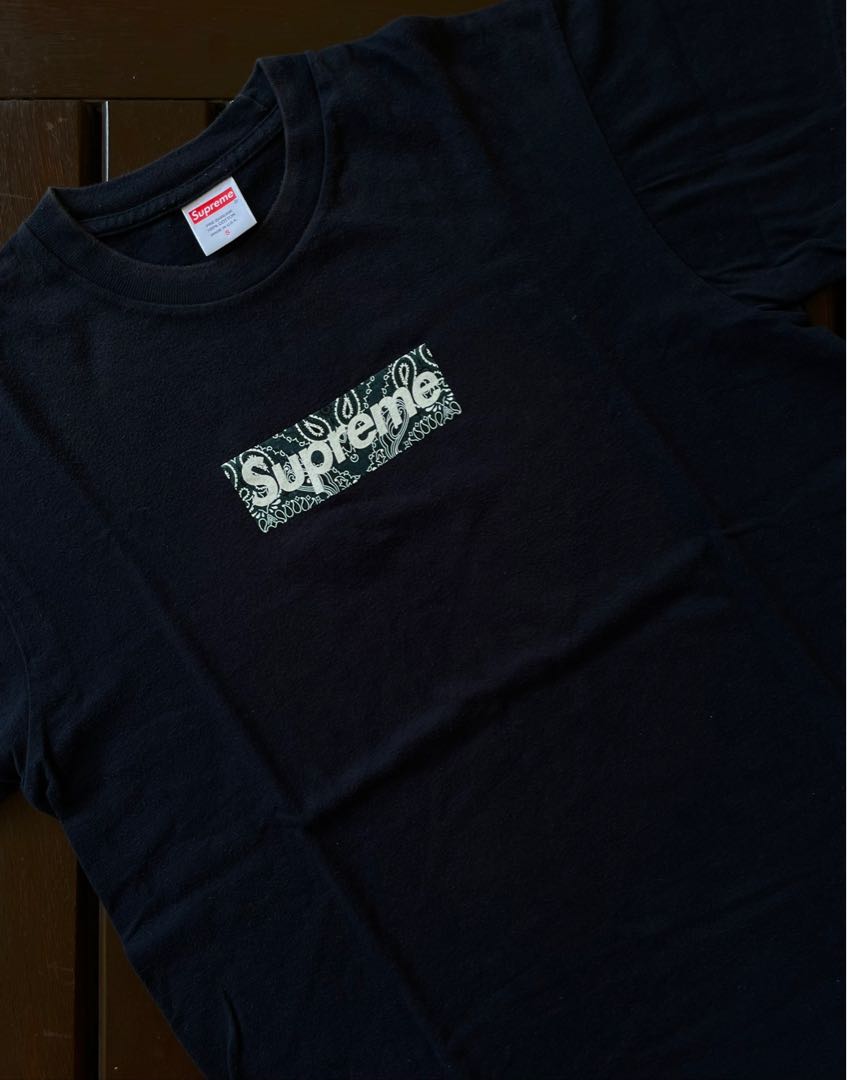 Supreme Bandana box logo tee navy M - Tシャツ/カットソー(半袖/袖なし)