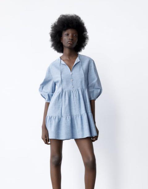 ZYRA PRINT DENIM DRESS
