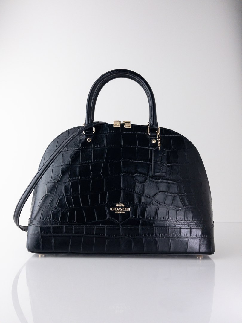 👜 COACH EMBOSSED CROC ALEXANDRA HANDBAG BLACK 15384 | eBay