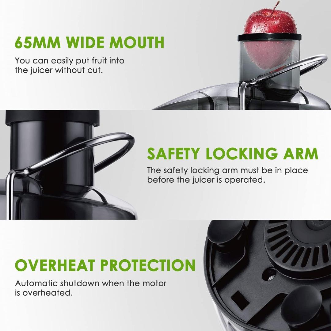 VEATON Juicer Electric Extractor Whole Fruit and Vegetable, Wide Mouth