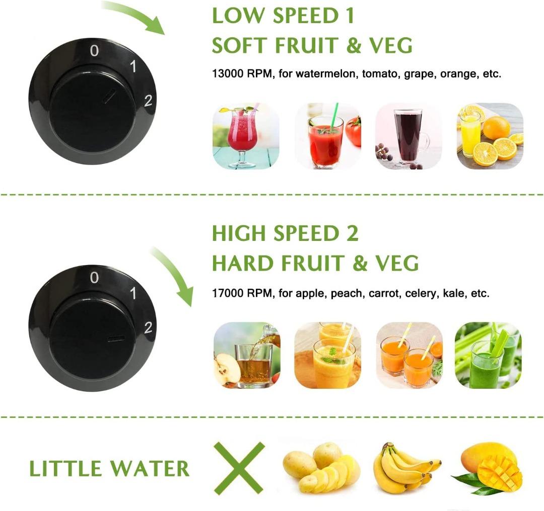 VEATON Juicer Electric Extractor Whole Fruit and Vegetable, Wide Mouth