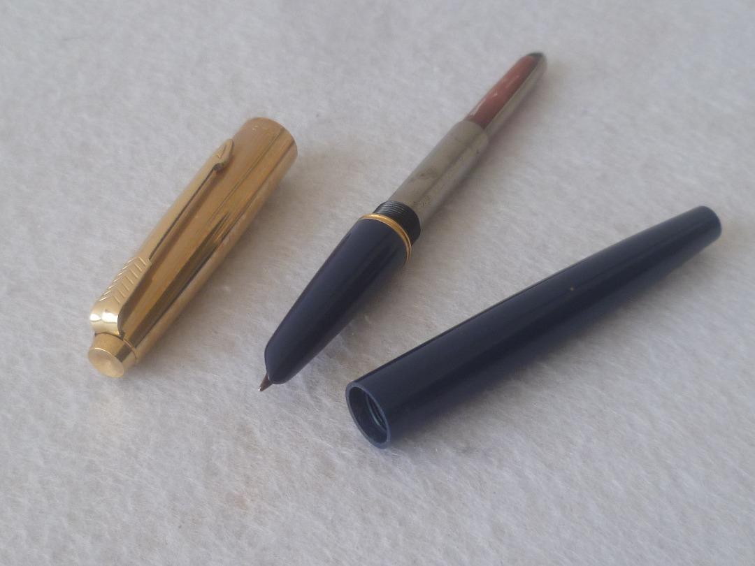 Vintage ! Authentic Parker Lady Junior Gold Nib Blue Fountain Pen ...