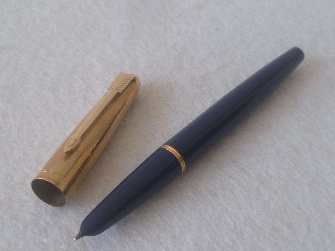 Vintage ! Authentic Parker Lady Junior Gold Nib Blue Fountain Pen ...