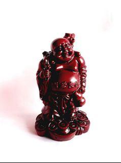 Vintage XIANG LONG Laughing Buddha with a sack figurine, resin, 7 in. H x 4 in. diameter, 1.25 kg, in original box, never used