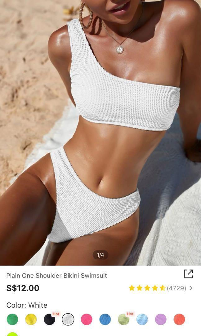 White one cheap shoulder bikini
