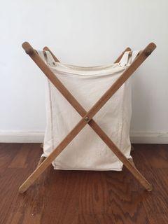 Wooden frame laundry basket