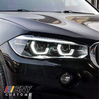 X5 F15 BMW Projector Headlamps with led hexagonal angel eyes DRL