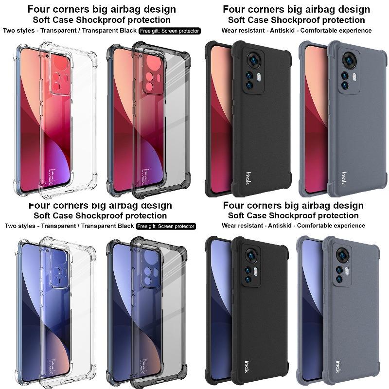Xiaomi 12 12s Ultra Pro 12x Lite Imak Shock Resistant Case Full Coverage Casing Airbag Version Corner Bumper Clear Black Transparent