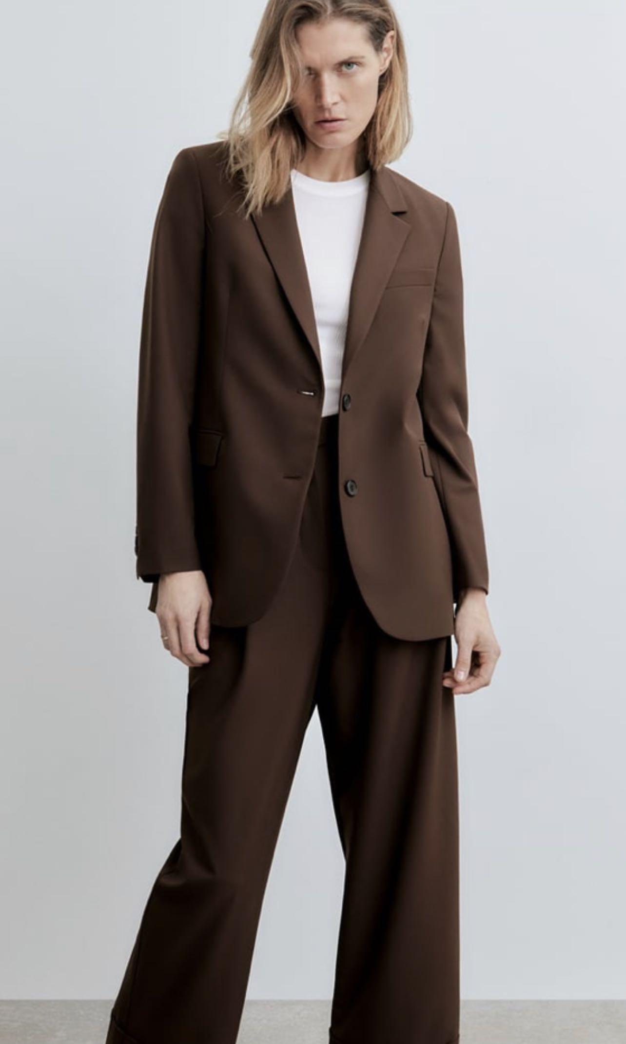 Zara brown cheap blazer