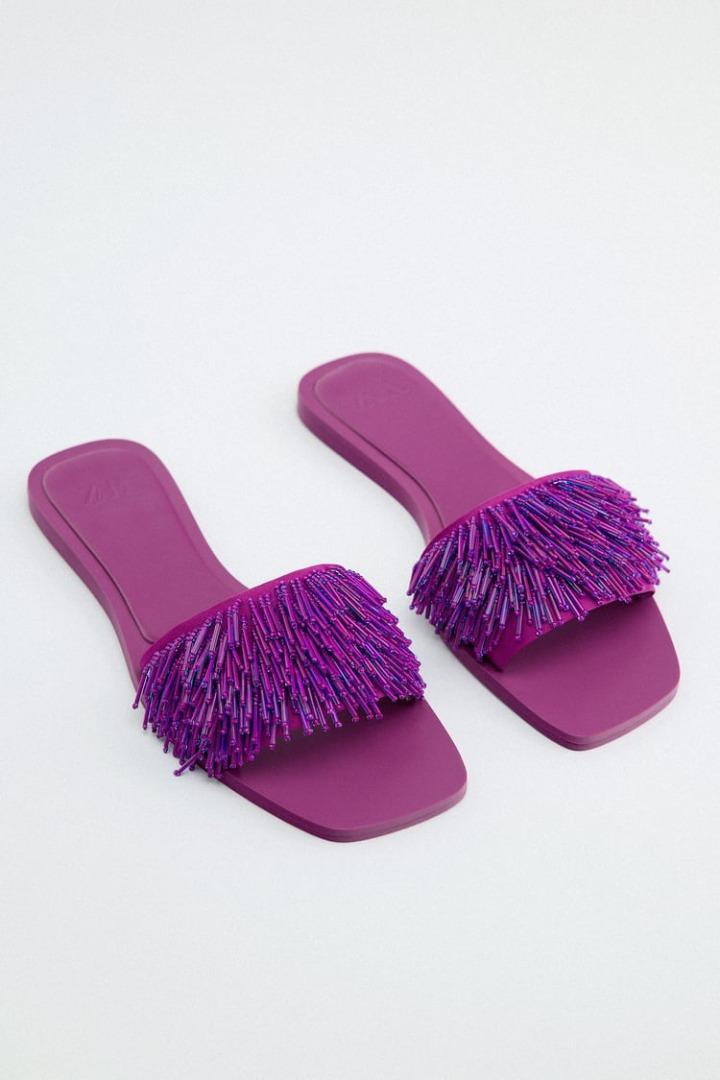 Zara beaded slides outlet