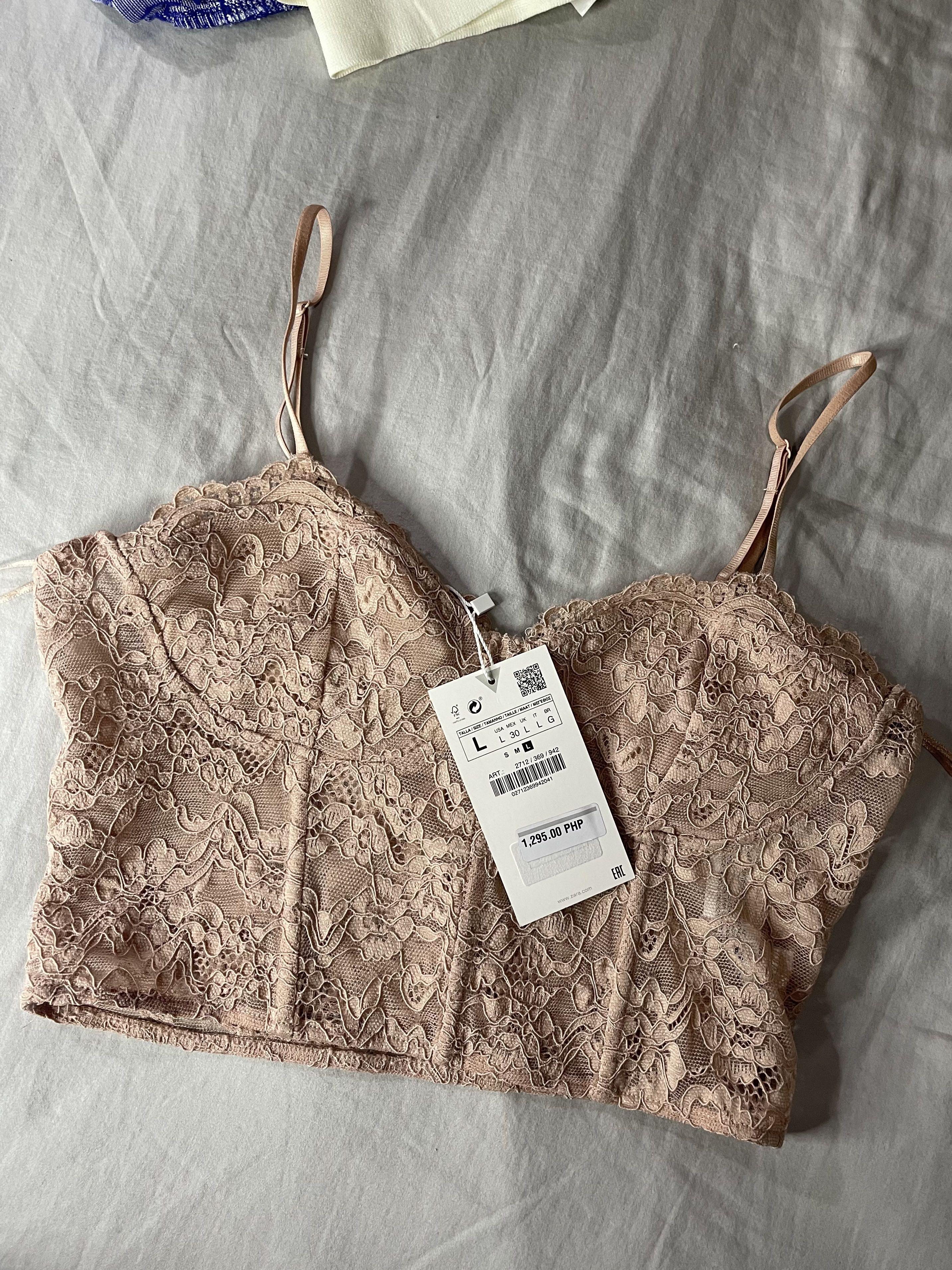 ZARA LACE CORSET STYLE TOP Nude 2712/369 Size M