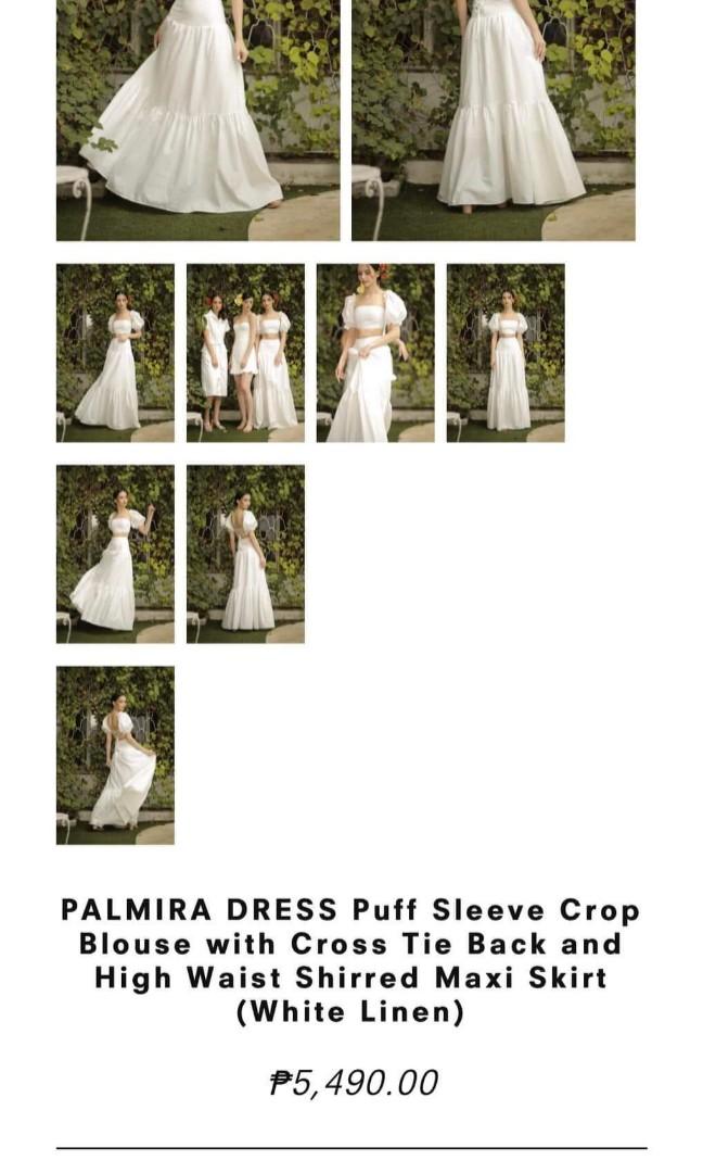 PALMIRA DRESS Puff Sleeve Crop Blouse with Cross Tie Back and High Wai –  Zoo Label
