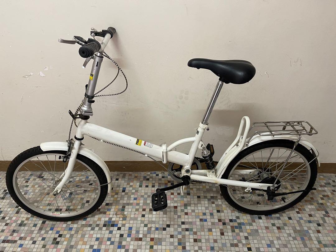 16吋二手摺疊單車白色送輕便氣泵 運動產品 單車及配件 單車 Carousell