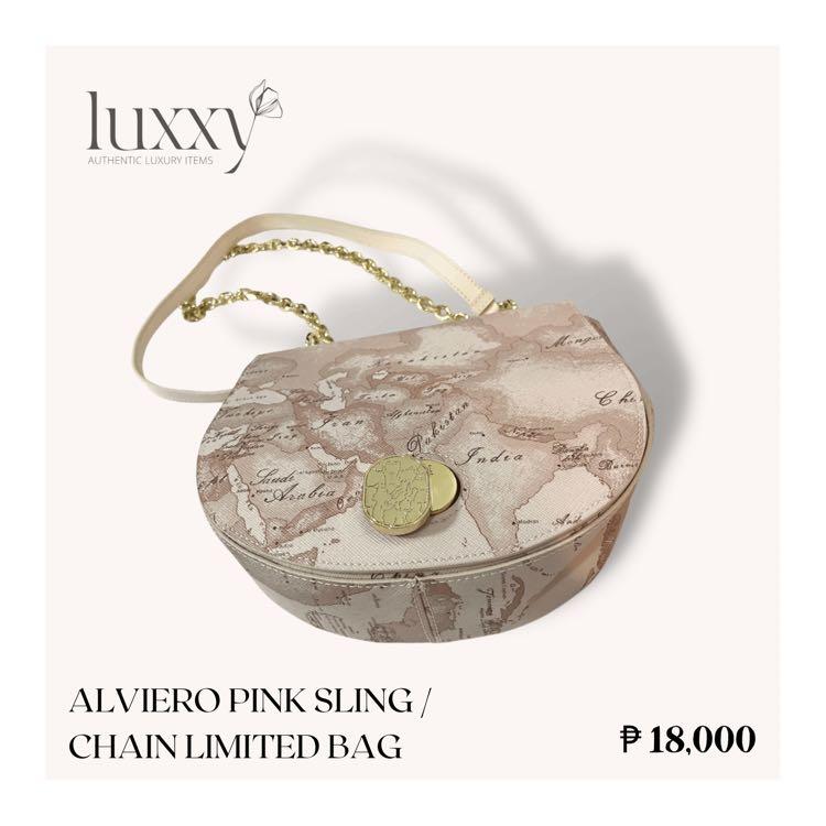 Alviero Pink Limited Bag (Category: Luxury Bags & Wallets) located in San Jose del Monte. Submitted by luxxyluxuryitems (Listing ID 1179395247, Image 2). Description: Let yourself be tempted by the unique style of the Bags by Donna di Alviero Martini Prima Classe and its iconic Geographic Print. ✨ Grab now this beautiful, limited editon Alviero Pink Sling / Chain Bag! ✔️ 💠 Authentic / Original 💠 Rank N (Brand New) 💠 Color: Pink 💠 Complete Inc