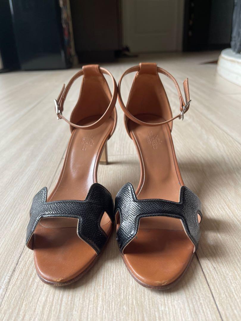Authentic Hermes Premiere 70 Brown-Black Sandals (36.5), Luxury, Sneakers u0026  Footwear on Carousell