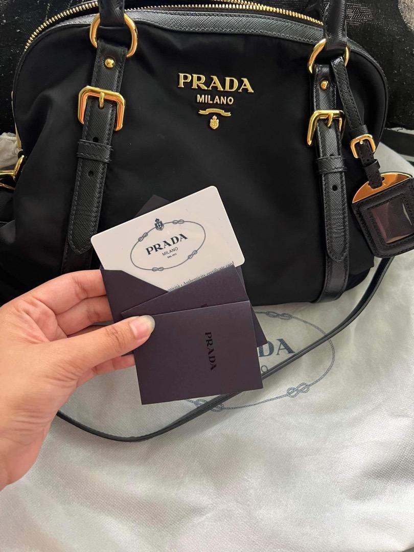 Prada Bauletto Recycled Nylon Shoulder Bag in Black