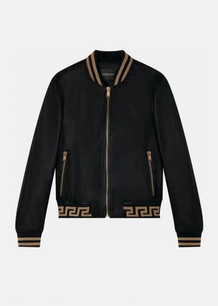 Authentic Versace Greek Key Leather Bomber Jacket