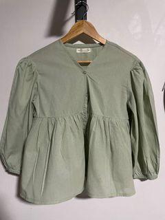 Babydoll sage green top