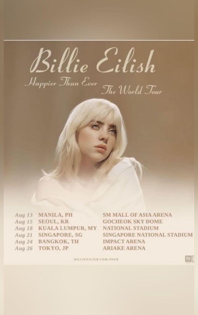 Billie Eilish Tickets x2, Tickets & Vouchers, Event Tickets on Carousell